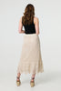 Ivory | Mesh Crochet Texture Tie Waist Midi Skirt
