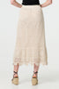 Ivory | Mesh Crochet Texture Tie Waist Midi Skirt
