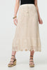 Ivory | Mesh Crochet Texture Tie Waist Midi Skirt
