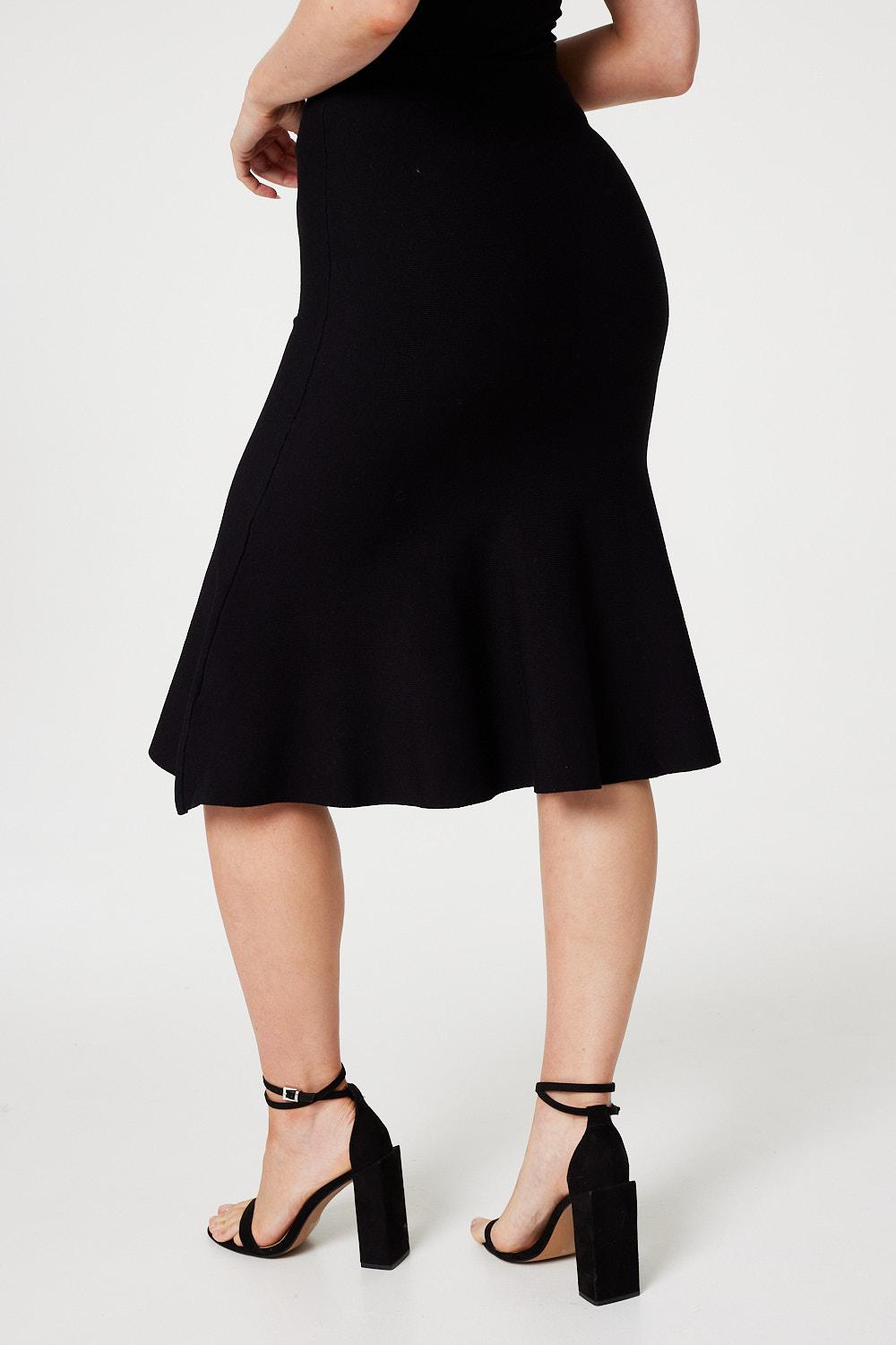 High waisted black deals knit skirt