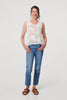 White | Sparkly Embroidered Mesh Sleeveless Vest
