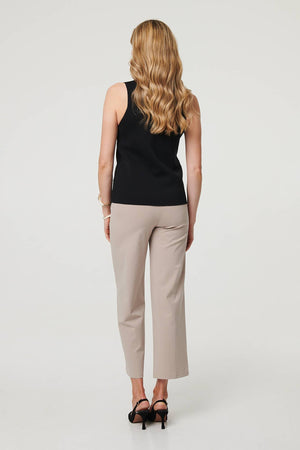 Black | Sleeveless Buttoned Waistcoat Top
