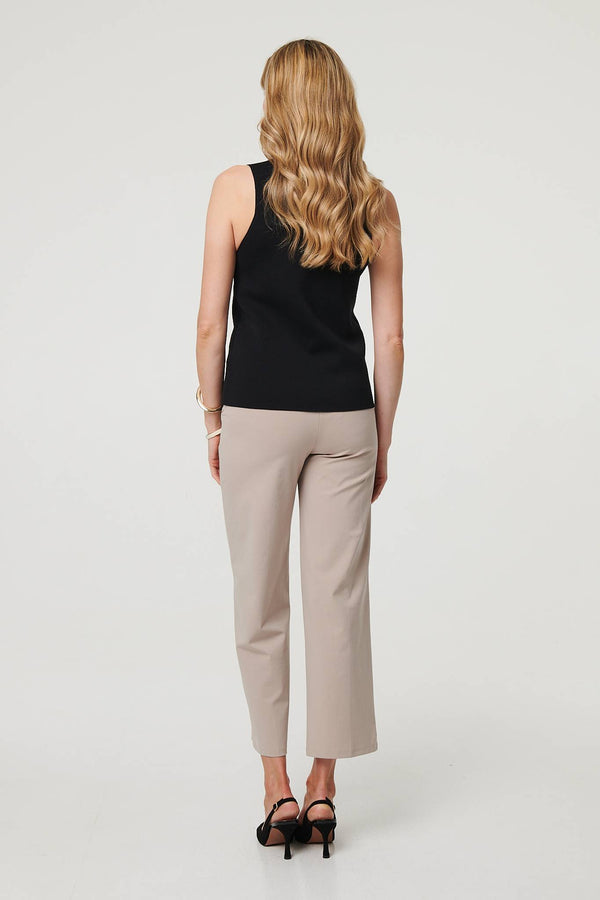 Black | Sleeveless Buttoned Waistcoat Top
