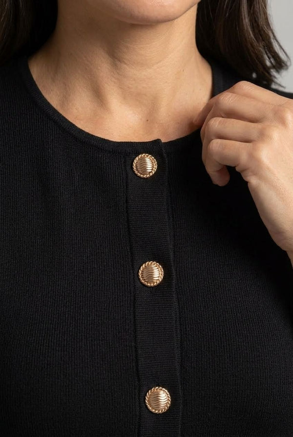 Black | Sleeveless Button Front Peplum Top