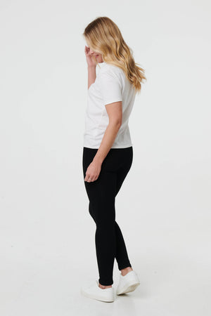 Black | High Waist Fitted Leggings 
