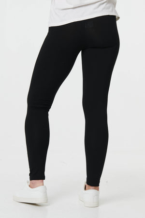 Black | High Waist Fitted Leggings 
