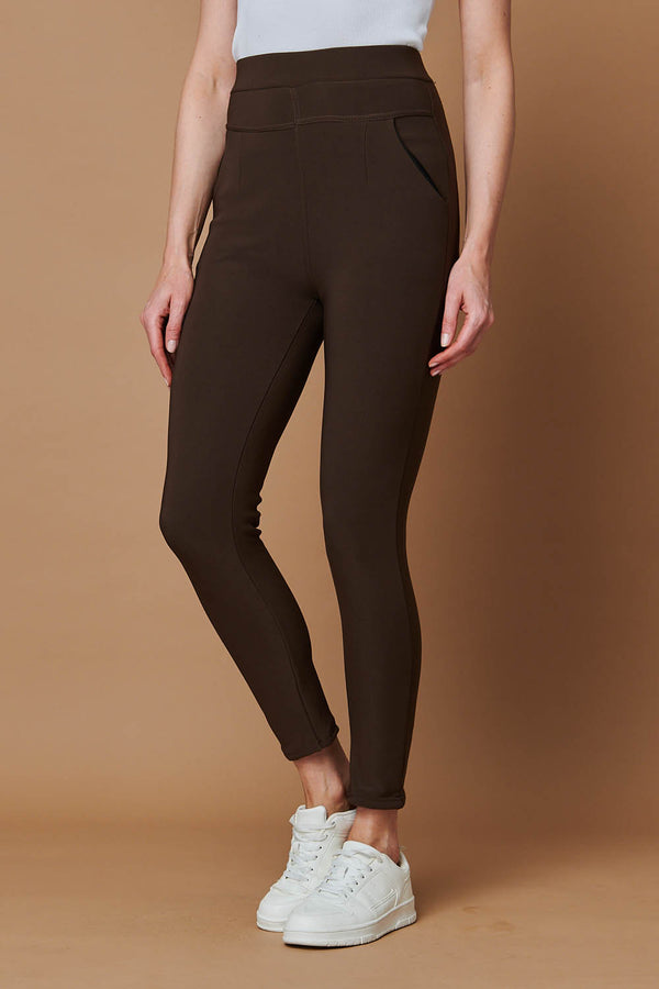 Chocolate | High Waist Fleece Lined Leggings
