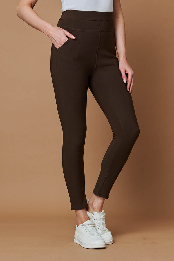 Chocolate | High Waist Fleece Lined Leggings