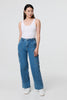 Blue | High Waist Denim Cargo Jeans
