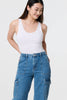 Blue | High Waist Denim Cargo Jeans
