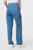 Blue | High Waist Denim Cargo Jeans
