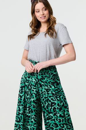 Green | Animal Print High Waist Palazzo Pants
