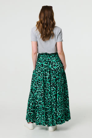Green | Animal Print High Waist Palazzo Pants
