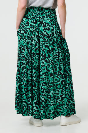 Green | Animal Print High Waist Palazzo Pants
