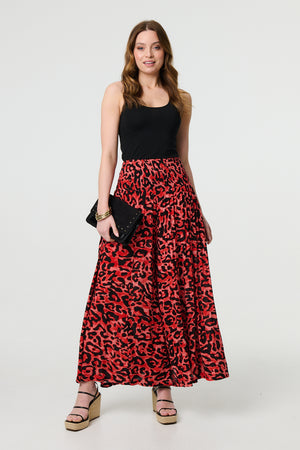 Red | Animal Print High Waist Palazzo Pants
