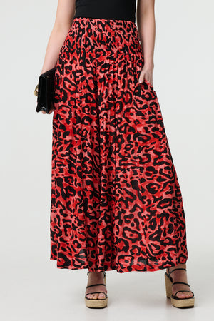 Red | Animal Print High Waist Palazzo Pants
