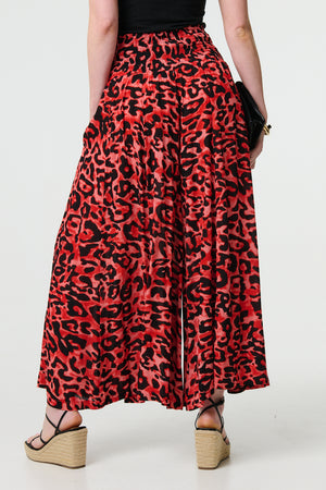Red | Animal Print High Waist Palazzo Pants
