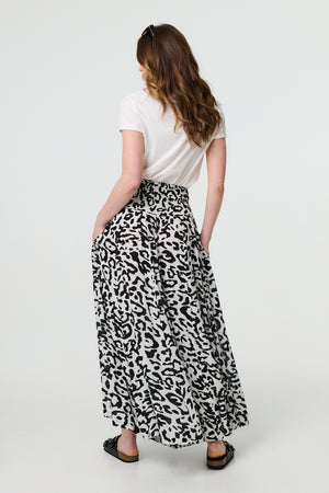 White | Animal Print High Waist Palazzo Pants
