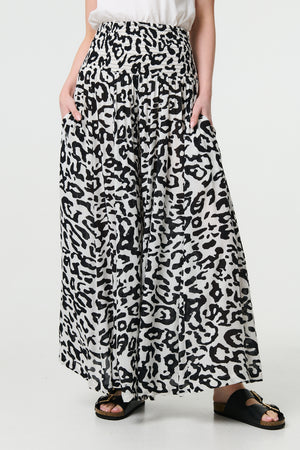 White | Animal Print High Waist Palazzo Pants
