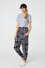 Black | Printed Smocked Waist Harem Pants