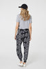 Black | Printed Smocked Waist Harem Pants