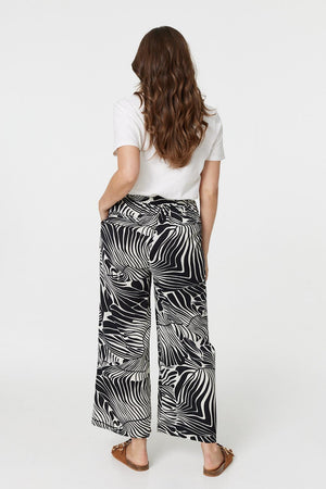 Black And White | Printed High Waisted Wide Leg Trousers
