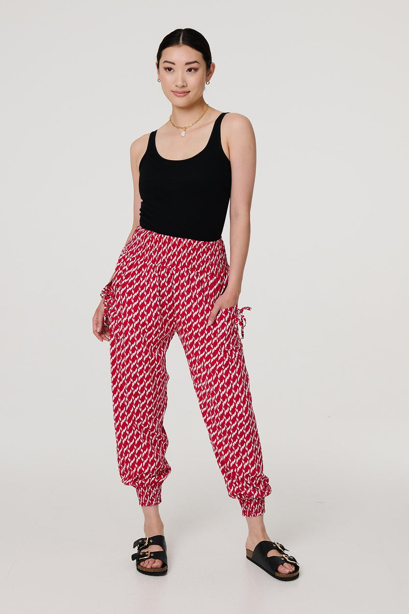 Ladies 3/4 Cropped Camo Harem Pants - Viscose, Loose Fit, Sizes 8-16, UK Made