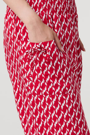Red | Printed Tapered Harem Trousers