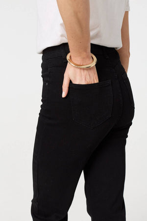 Black | High Waist Bootcut Straight Jeans
