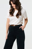 Black | Faux Leather Belt Corduroy Trousers
