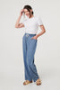 Blue | Denim Elasticated Waist Crop Trousers
