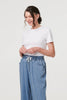 Blue | Denim Elasticated Waist Crop Trousers
