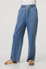 Blue | Denim Elasticated Waist Crop Trousers
