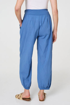 Blue | Elasticated High Waist Loose Trousers
