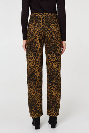 Brown | Animal Print High Waist Wide Leg Jeans
