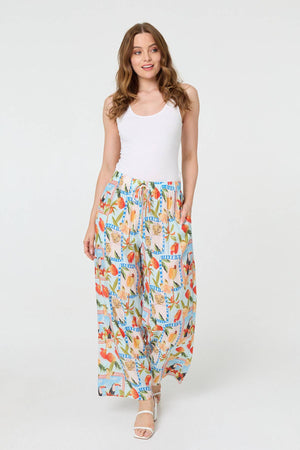 Blue | Patchwork Relaxed Wide Leg Trousers
