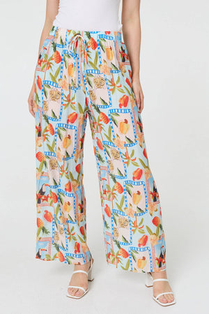 Blue | Patchwork Relaxed Wide Leg Trousers

