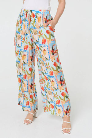 Blue | Patchwork Relaxed Wide Leg Trousers
