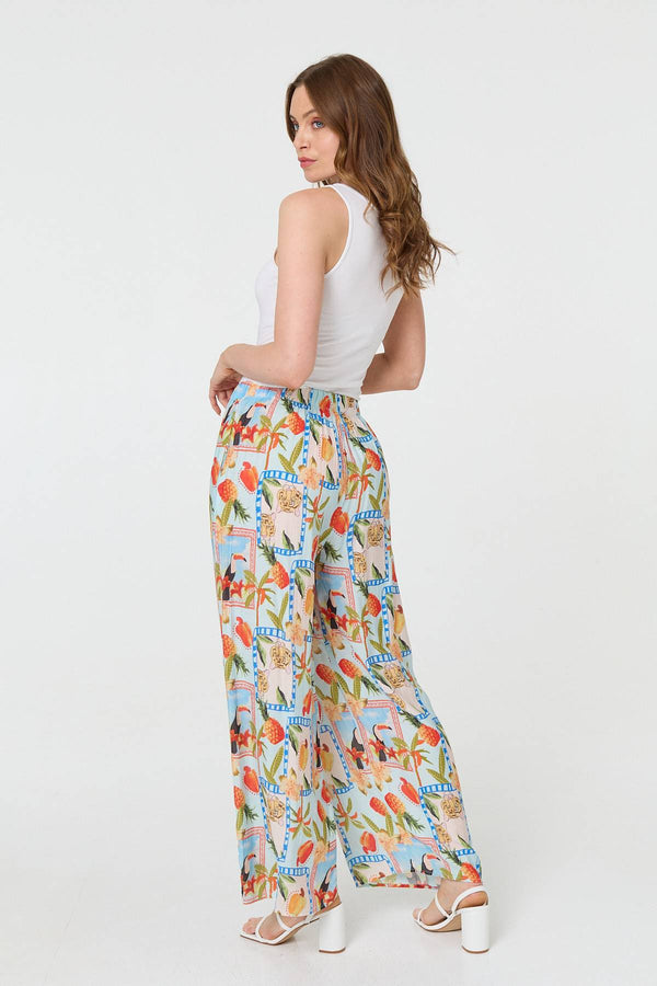 Blue | Patchwork Relaxed Wide Leg Trousers
