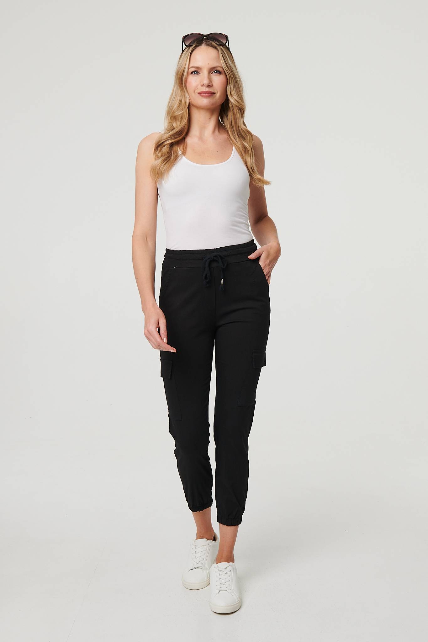High Waist Slim Fit Cropped Cargo Pants