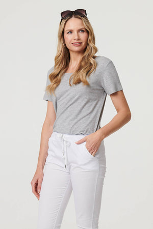 White | Tie Waist Slim Cropped Trousers
