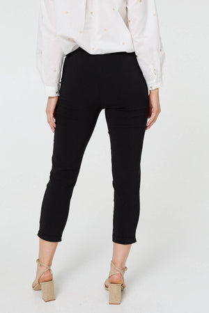 Black | High Waist Slim Ankle Length Trousers
