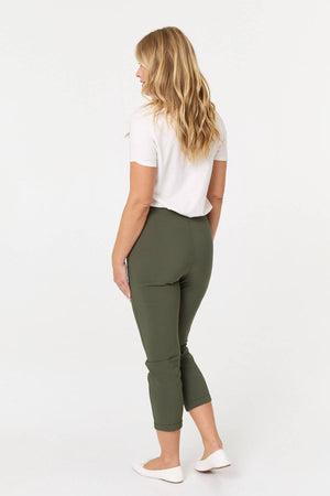 Green | High Waist Slim Ankle Length Trousers
