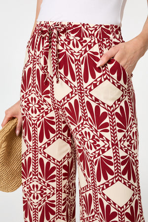 Rust | Printed High Waist Wide Trousers