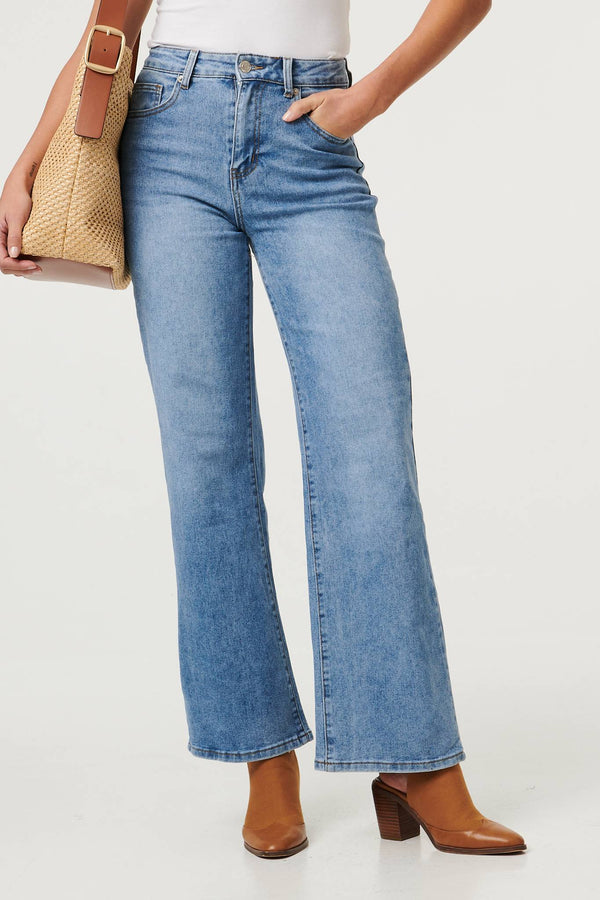 Blue | High Waist Wide Leg Casual Jeans