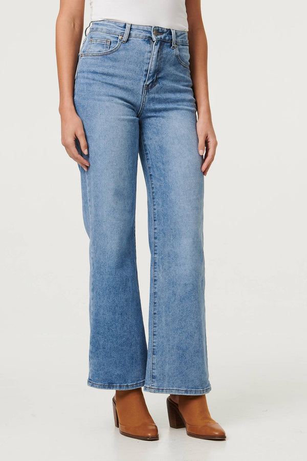 Blue | High Waist Wide Leg Casual Jeans