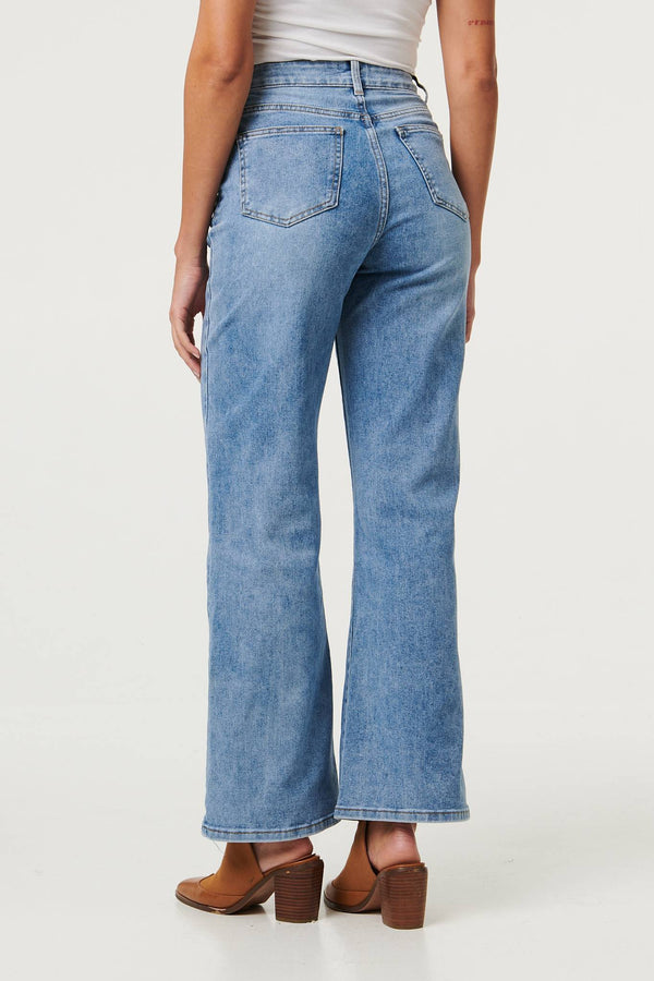 Blue | High Waist Wide Leg Casual Jeans