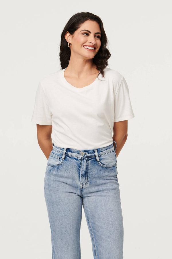 Blue | High Waist Straight Fit Faded Jeans