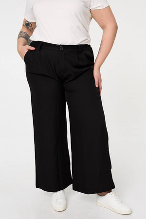 Black | Curve High Waist Wide Leg Trousers