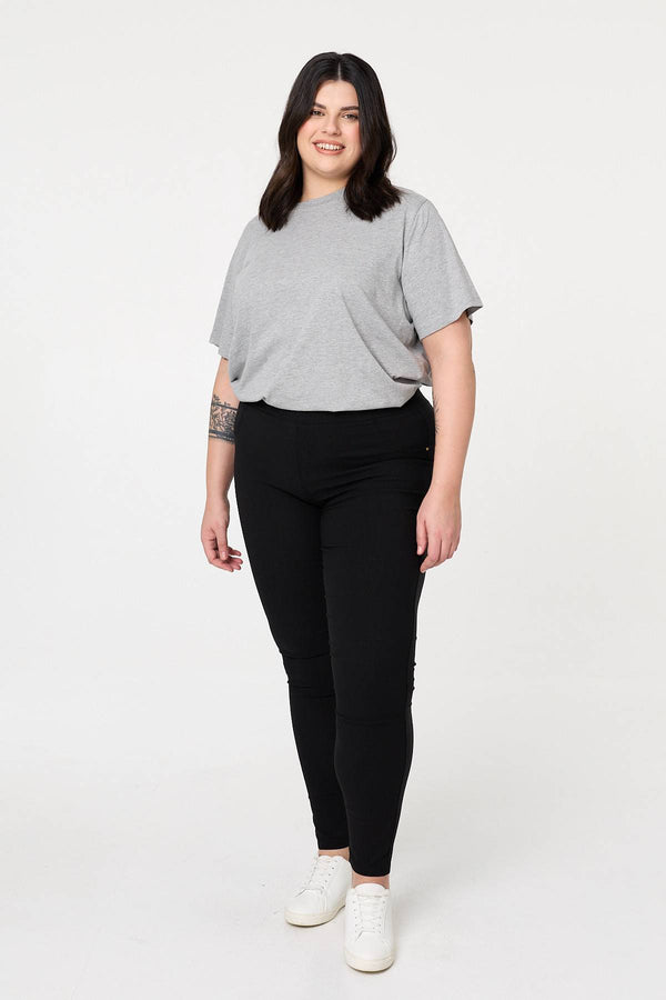 Black | Curve Stretchy High Waist Jeggings : Model is 6"/183 cm and wears UK20/EU48/US16/AUS20